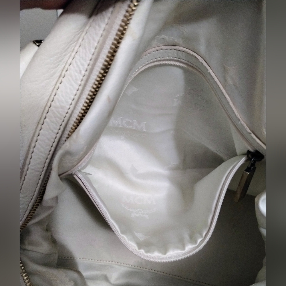 MCM White Hobo Bag with Red and Blue Scarf - Picture 15 of 15